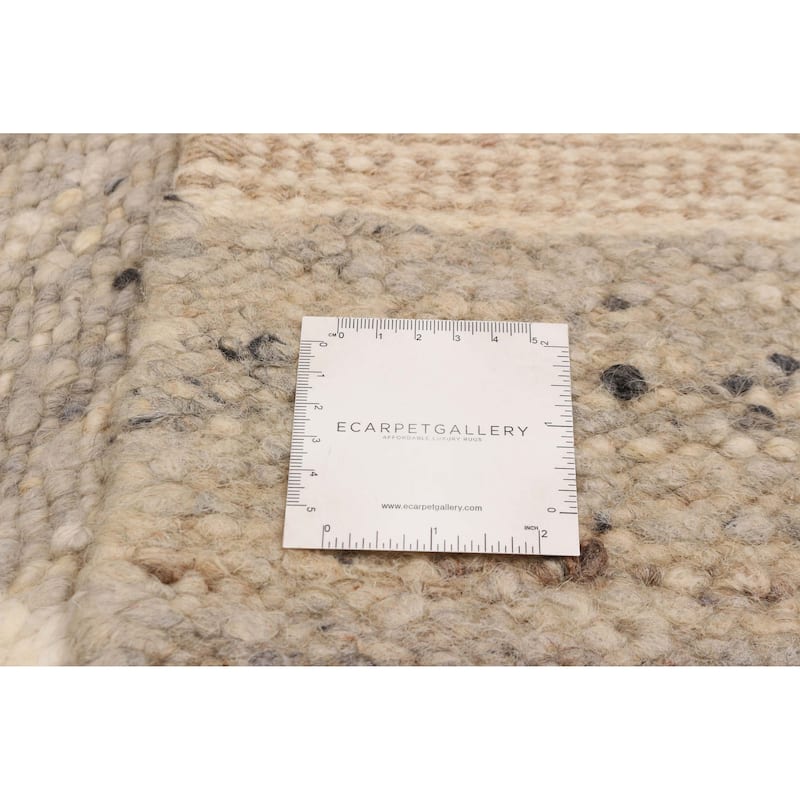 ECARPETGALLERY Flat-Weave Marrakech Light Grey Wool Kilim - 5'3 x 8'4