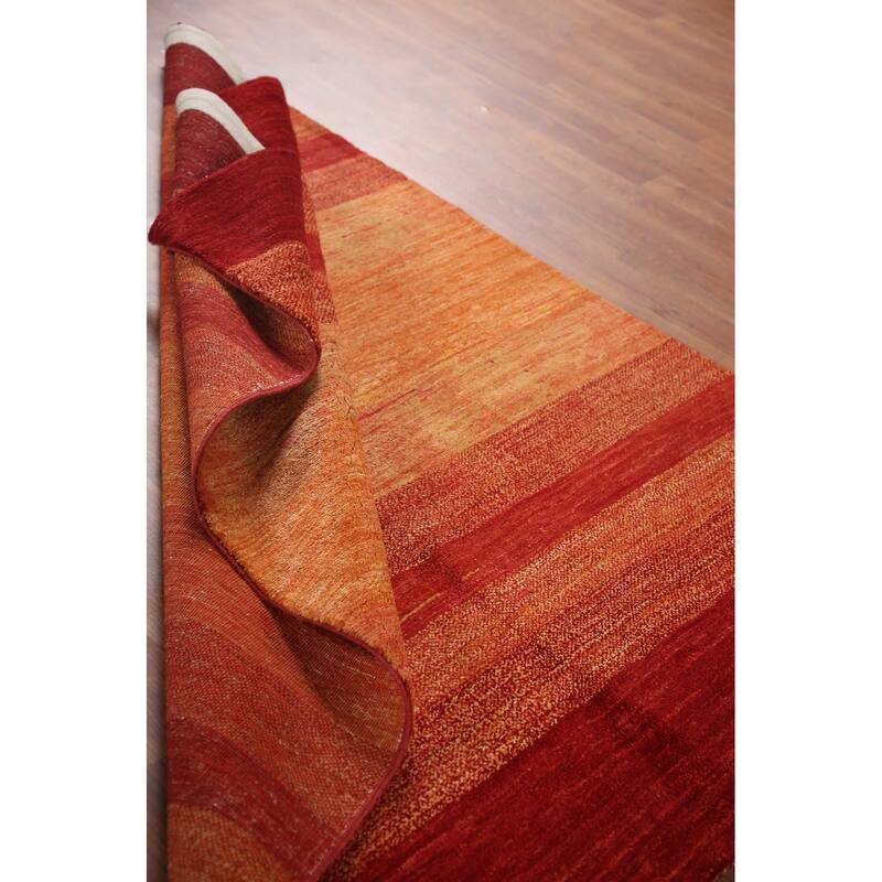 Striped Gabbeh Kashkoli Area Rug Hand-knotted Wool Carpet - 4'6" x 6'2"