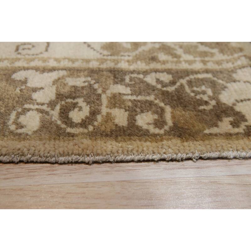 Beige Handmade Wool Transitional Rug 14' x 22' - Hand Knotted Natural Dyes Soft Pile Cotton Foundation - N/A