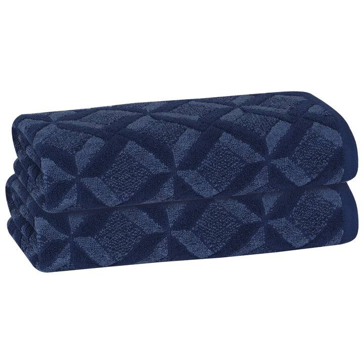 PREMIUS 2 Pack Geo 100% Cotton Yarn Dyed Bath Sheet, 32x64 Inches - 32x64 Inches