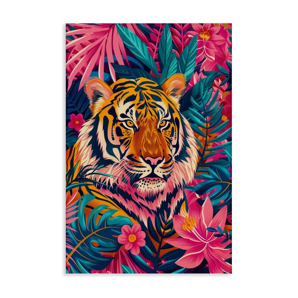 Stupell Tropical Tiger Among Leaves Canvas Wall Art Design By LSR Design Studio