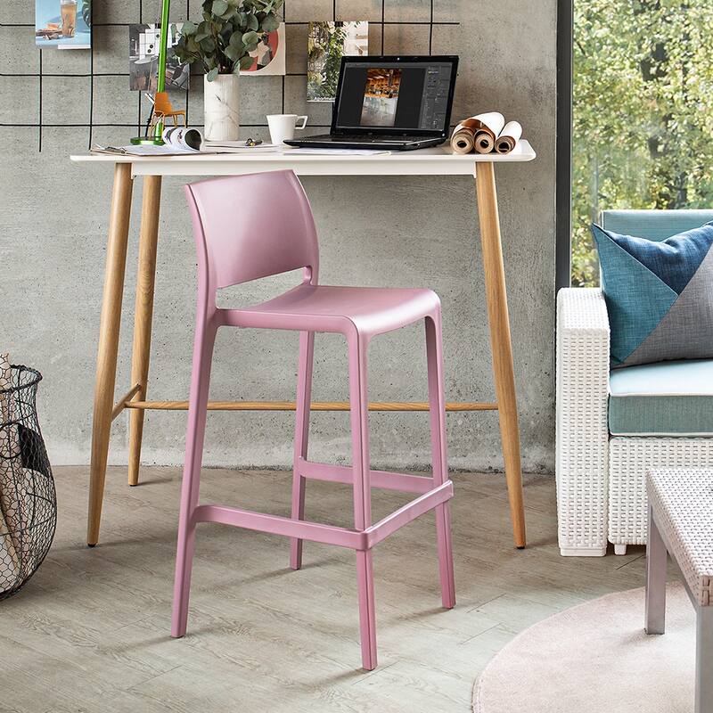 Sensilla Resin Stackable All-Weather Bar Stool, Set of 2