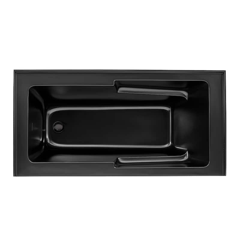 Voltaire 60 x 30 Left Drain Soaking Apron Bathtub in Black with Overflow, Drain