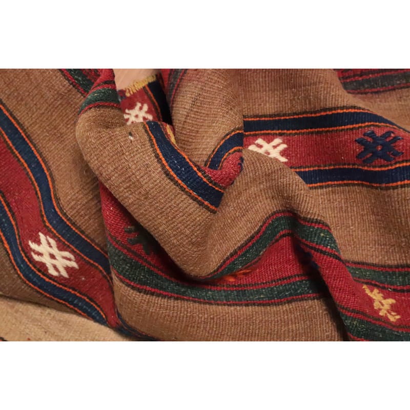 Hand Woven Oriental 100% Wool Carpet Southwestern Tribal Multi-Colored Kilim Area Rug - 9' 6'' X 5' 2''