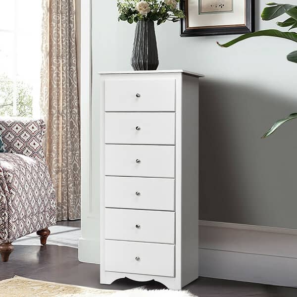 Shop Gymax 6 Drawer Chest Dresser Clothes Storage Bedroom Tall
