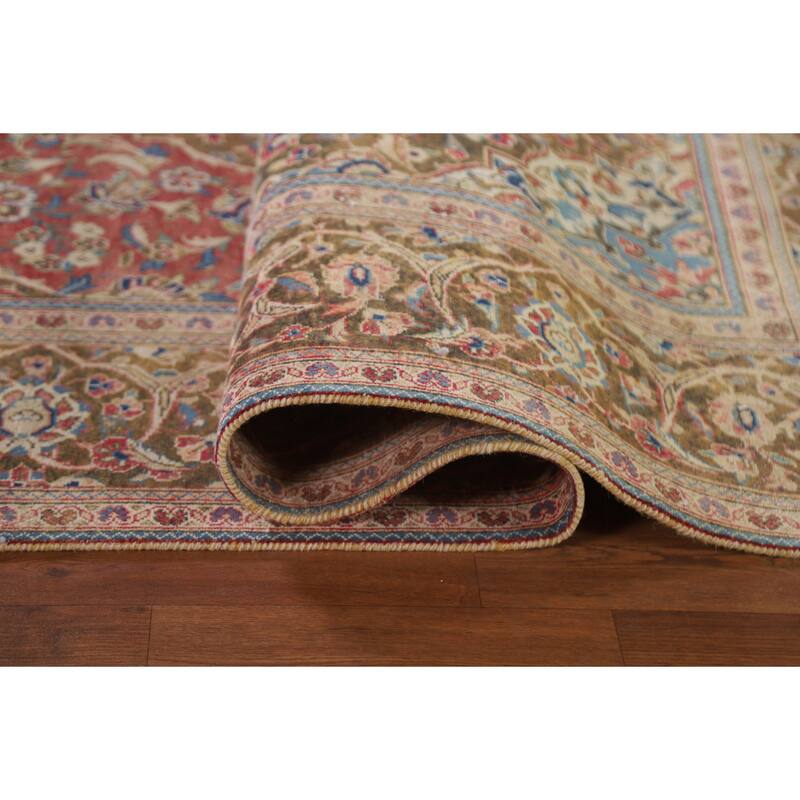 Hand Knotted Oriental 100% Wool Carpet Traditional Floral Red Kashan Area Rug - 10' 2'' X 6' 6''