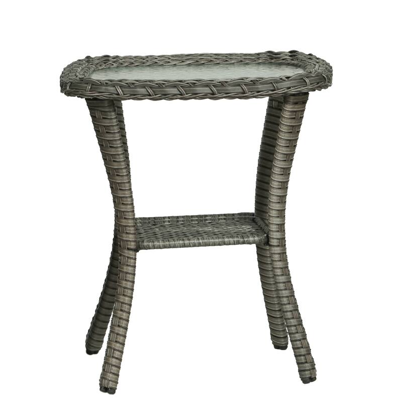 3 Pieces Outdoor Swivel Rocking Chair Patio Bistro Set with Side Table