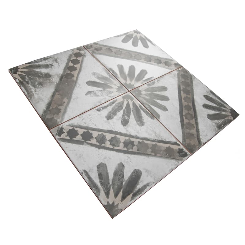 Merola Tile Kings Marrakech Charcoal Grey 17-5/8" x 17-5/8" Ceramic Floor and Wall Tile