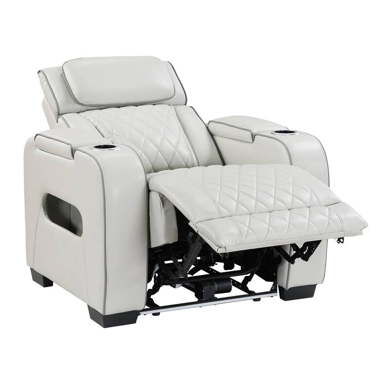 Ezra 37.5" Faux Leather Power Recliner - Power Heatrest, Cup Holders