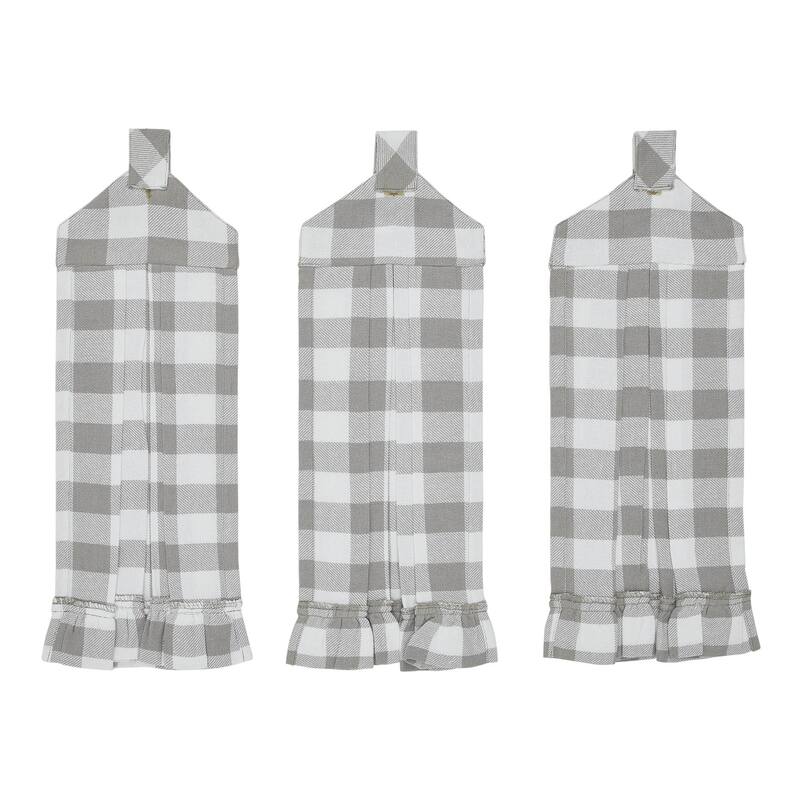 Annie Buffalo Check Black Button Loop Tea Towel Set of 3