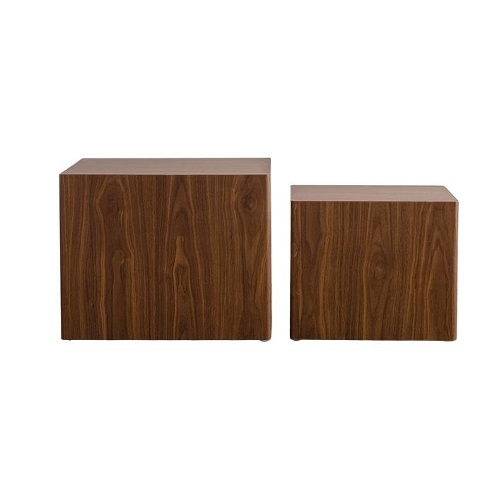MDF Modern Nesting Imitation Wood Grain Coffee Table, Cube Side Table, Set for Small Space Living Room Bedroom-Set of 2