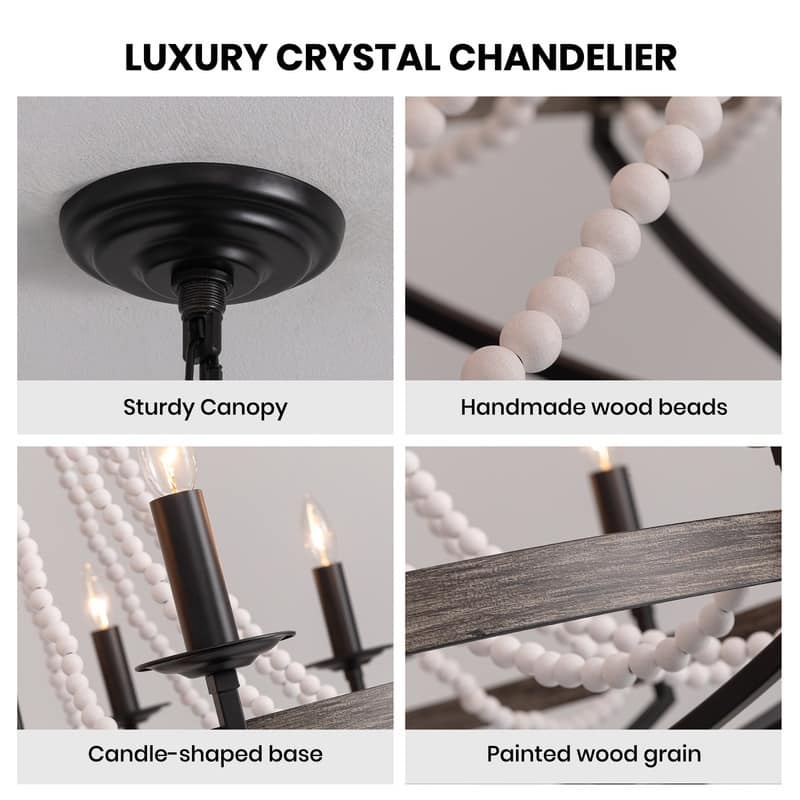Wagon Wheel Chandelier Dimmable Beaded Chandelier For Dining Room Living Room