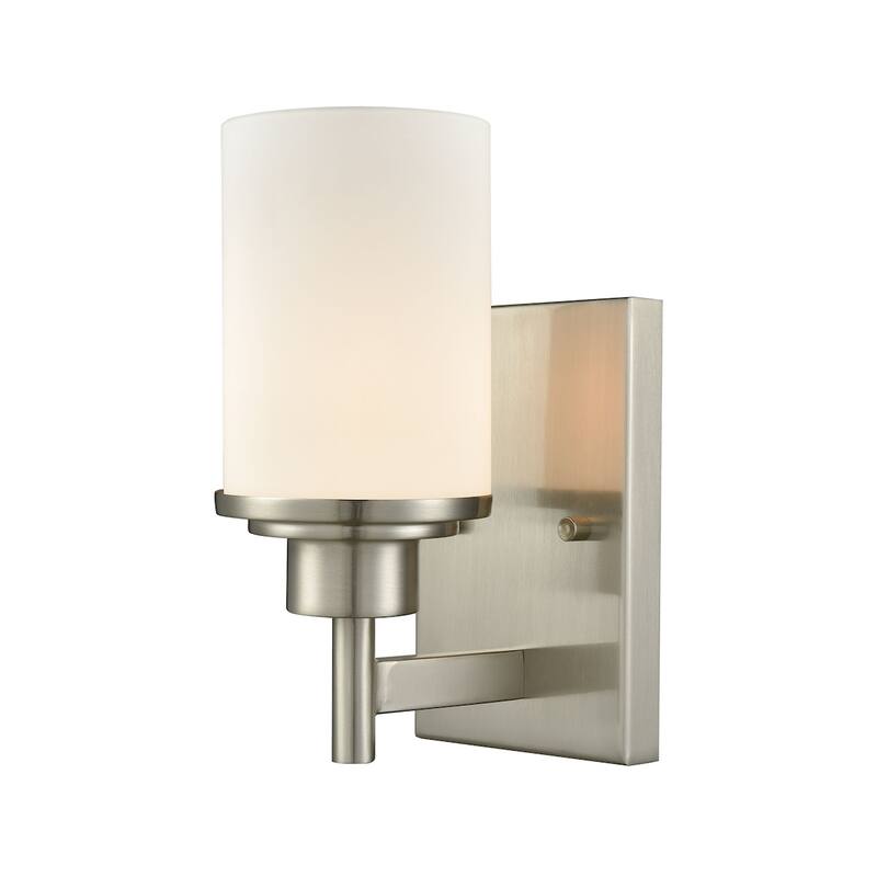 Elk Home Belmar Brushed Nickel With White Glass 1 Light Vanity Light