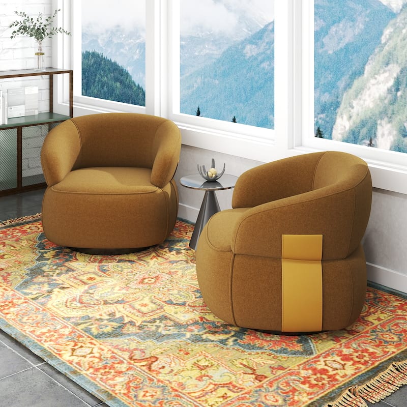 Kieon 33"W 360 Swivel Barrel Chair Modern Accent Chair Set of 2