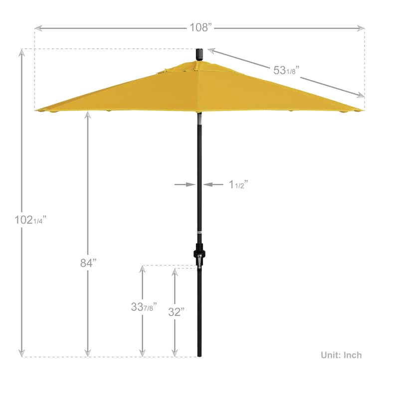 California Umbrella 9' Rd Golden State Series Patio Umbrella Black Aluminum Frame Crank Lift Collar Tilt Olefin Royal Blue