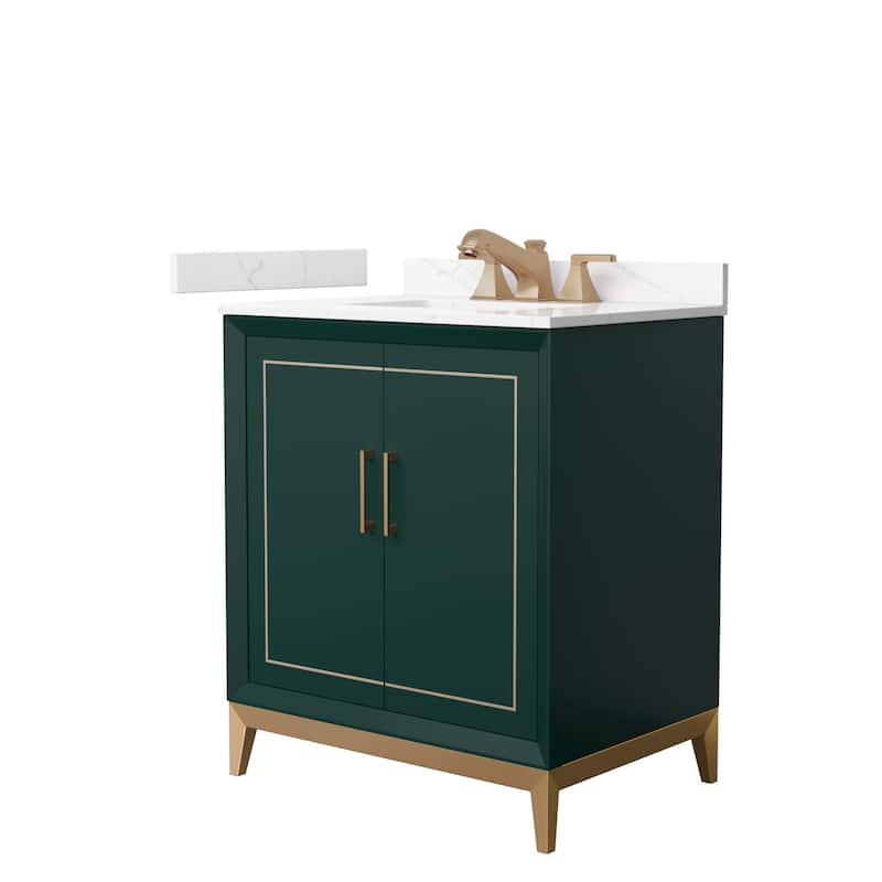 Marlena 30-inch Single Vanity, Quartz Top - Green, Bronze Trim, Giotto Quartz Top
