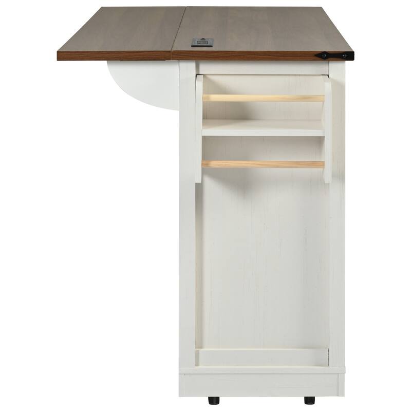 MDF Kitchen Cart with Power Outlet and Spice Rack and Drawer