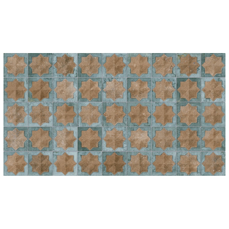 Merola Tile Tetuan Astre Terra Aqua 12-1/8" x 21-7/8" Porcelain Wall Tile