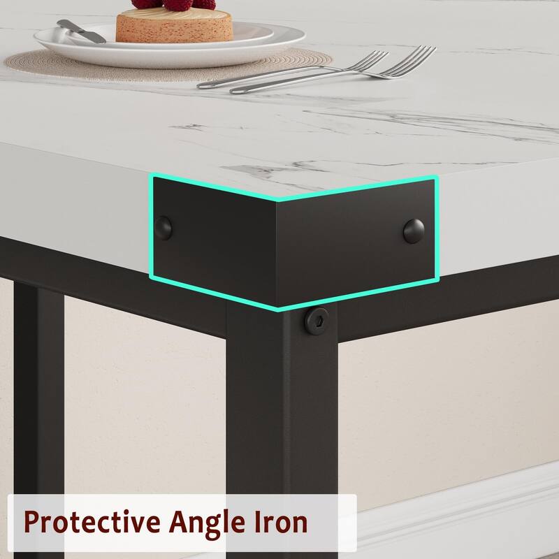 Dining Table Set for 4-6, 63" Extendable Wood Dining Room Table with Corner Protector & 2 Upholstered Benches