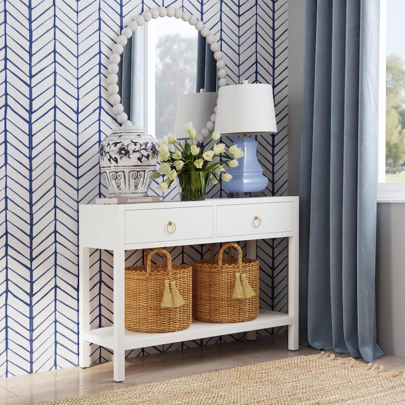 Lark 44" Wood 2-Drawer Console Table - White