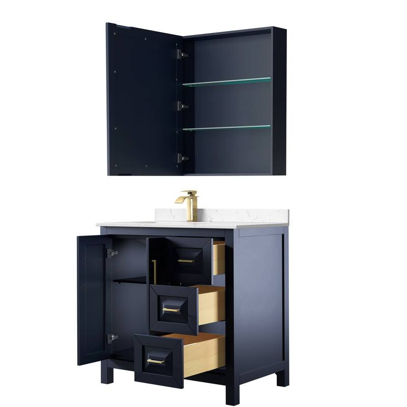 Daria 36-inch Single Vanity, Cultured Marble Top, Med Cabinet
