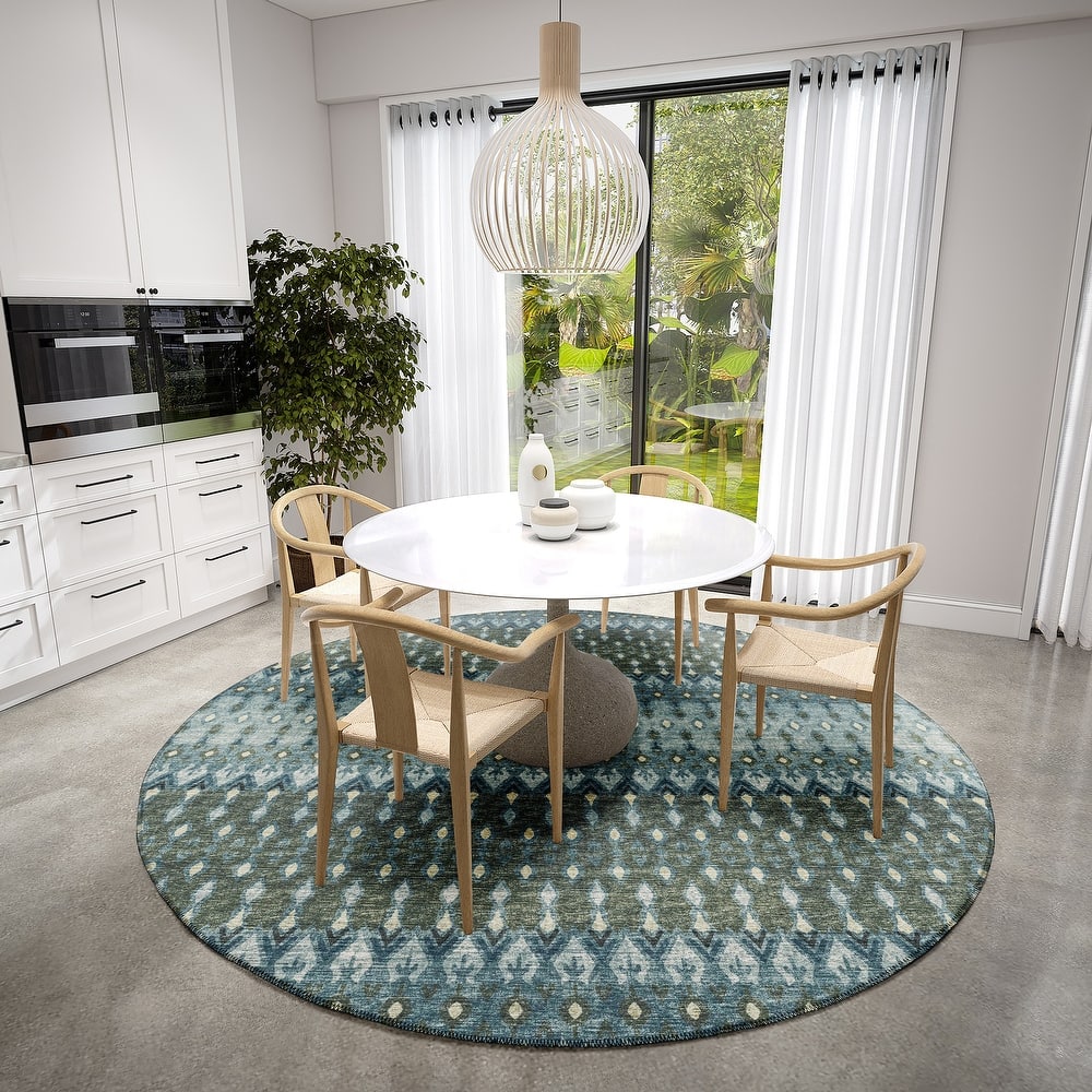 Machine Washable Indoor/ Outdoor Addison Bravado Geometric Ikat Rug