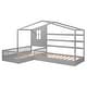 preview thumbnail 7 of 7, Gray Solid Wood Twin House Bed, Slatted Frame & Fence, Versatile Design