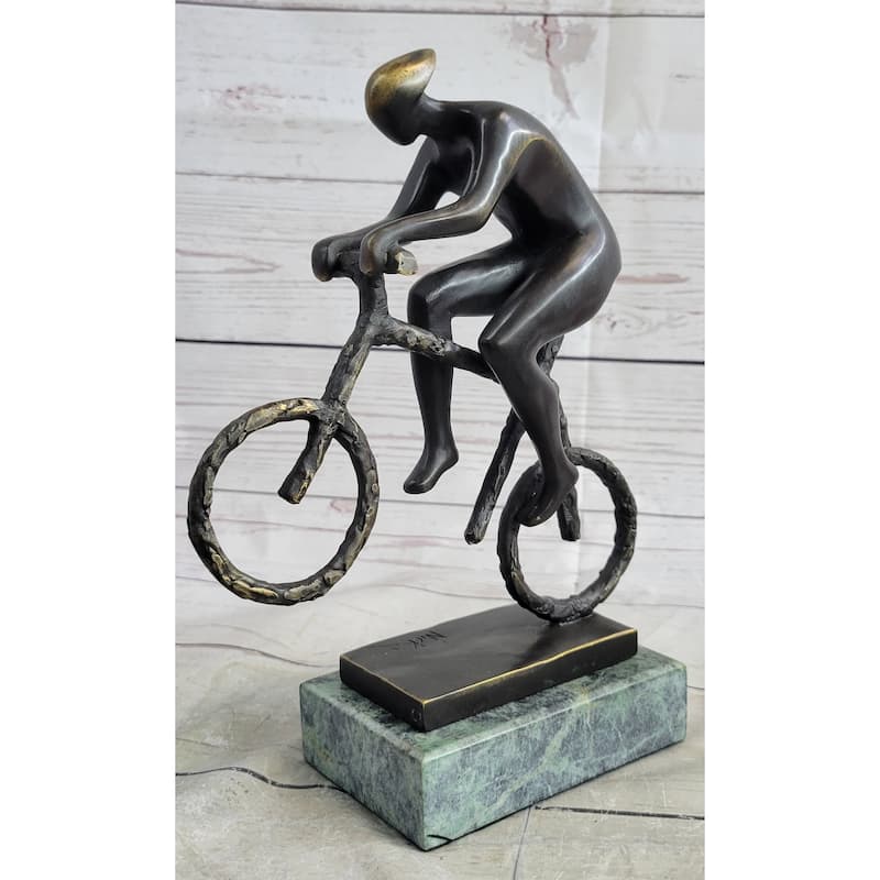 Tour De France Bicycle Cyclist Athlete Bronze Statue Sculpture Trophy Collectible 10 Inches X 7 Inches