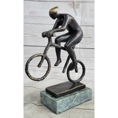 Tour De France Bicycle Cyclist Athlete Bronze Statue Sculpture Trophy Collectible 10 Inches X 7 Inches