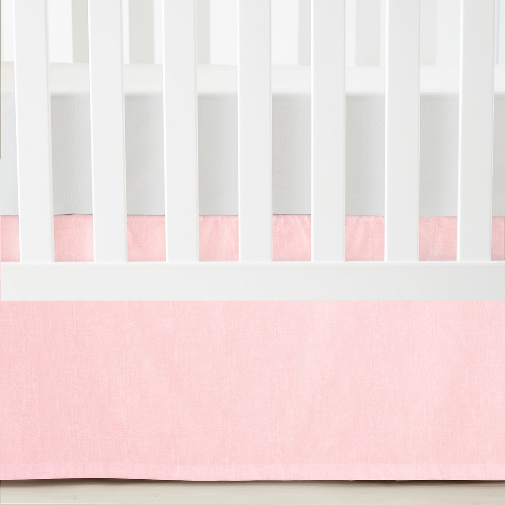 Lush Decor Baby Printed Linen Textured Solid Crib Skirt