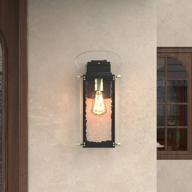 Maxax Black 1 - Light 17.3'' H Water Glass Outdoor Wall Lantern with Dusk to Dawn