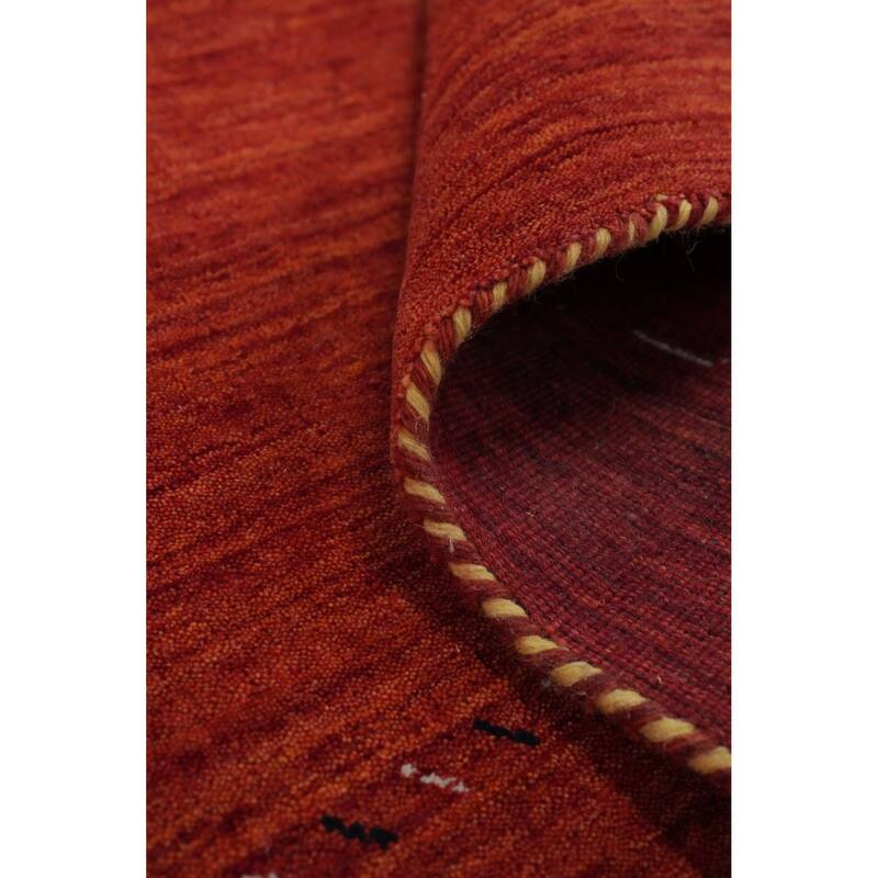Hand Knotted Oriental 100% Wool Carpet Tribal Animal Pictorial Oranges & Rust Gabbeh Area Rug - 8' 7'' X 5' 8''