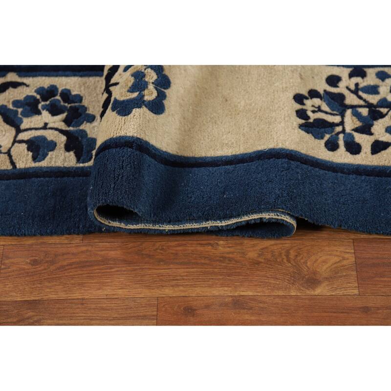 Vegetable Dye Floral Peking Chinese Area Rug Hand-Knotted Wool Carpet - 9'10"x 13'5"