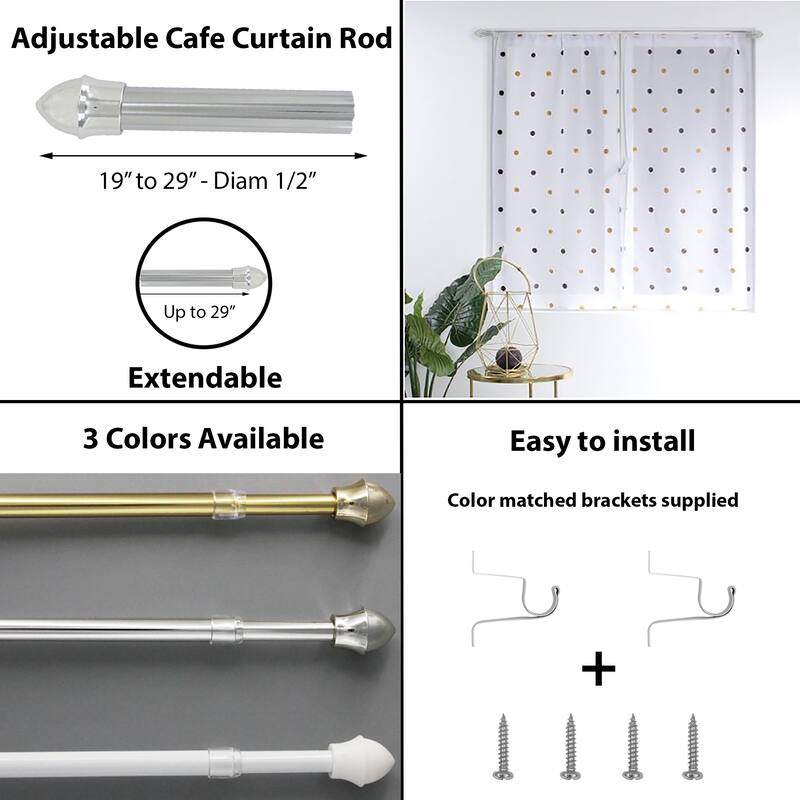 Cafe Curtain Rod Adjustable - Diam 1/2 in
