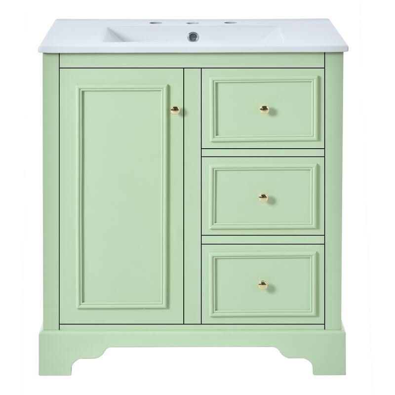 Bathroom Vanity with Sink Combo, Bathroom Storage Cabinet with 3 Drawers and 1 Door, Vanity Set with Adjustable Shelves