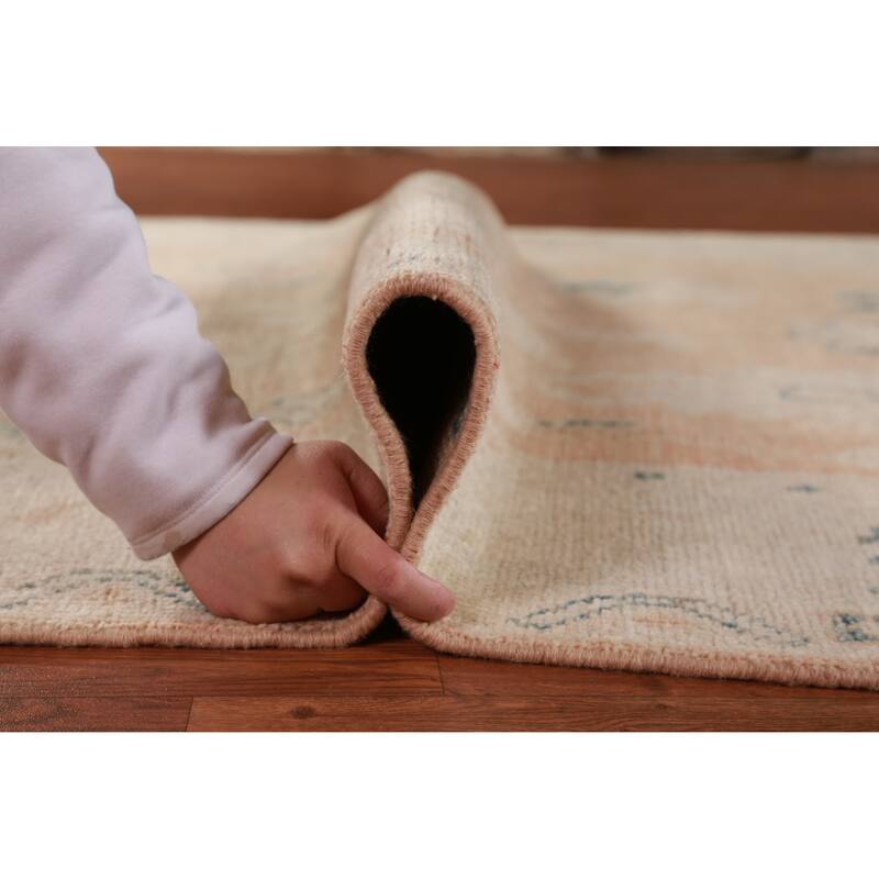 Hand Knotted Oriental 100% Wool Carpet Transitional All-Over Oranges & Rust Oushak Area Rug - 8' 11'' X 6' 0''