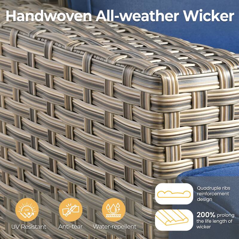 HOOOWOOO 8-piece Wicker Patio Furniture Swivel Chair Set