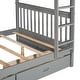 preview thumbnail 26 of 34, Full over Full Size Bunk Bed with Ladders, Solid Wood Kids Storage Bed Frame with 2-Storage Drawers for Bedroom, Walnut