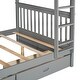 preview thumbnail 54 of 105, Modern Style Wooden Bunk Bed with Ladders and Two Storage Drawers