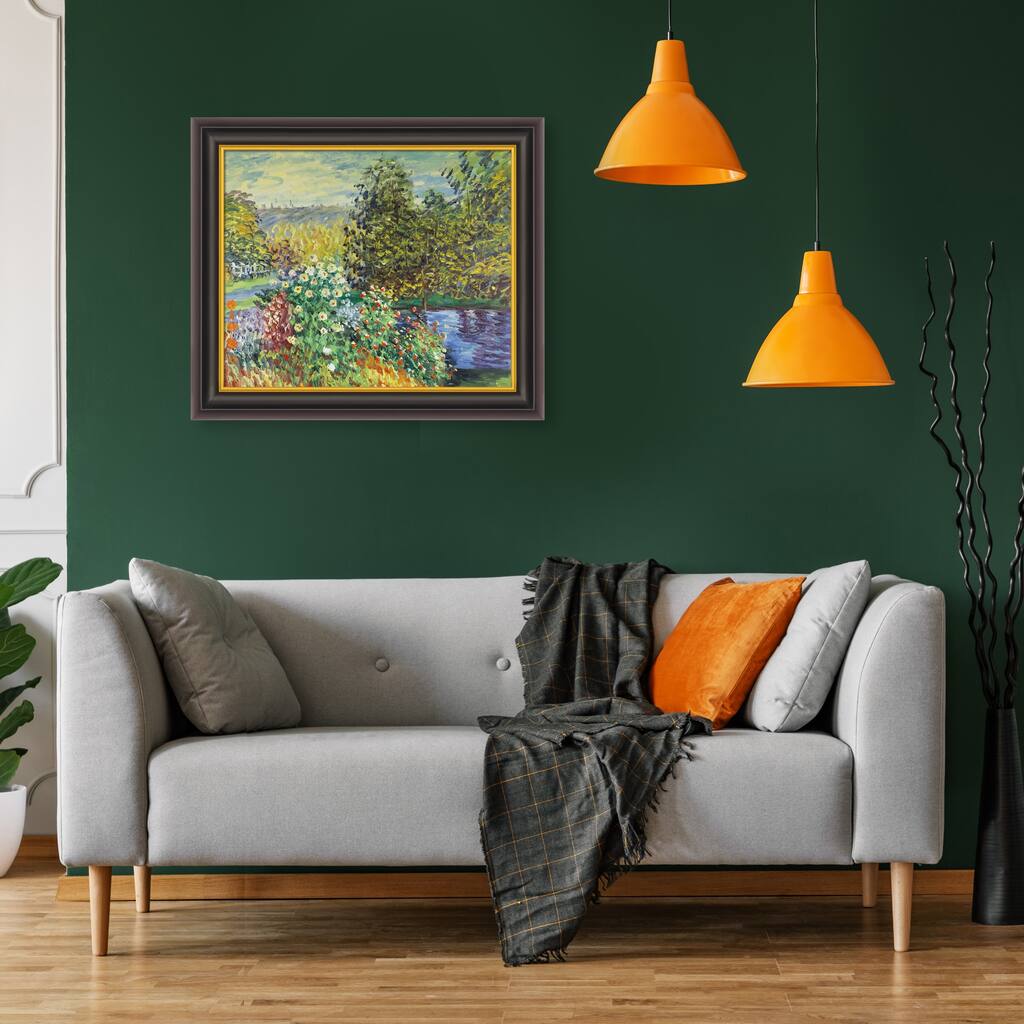 La Pastiche Monet 'Corner of the Garden at Montgeron' Hand-painted Framed Canvas Art