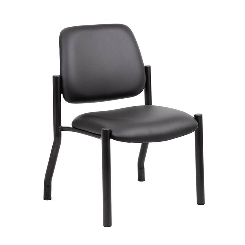 Lea Reception Guest Chair, Antimicrobial Vinyl Seat and Back, Black