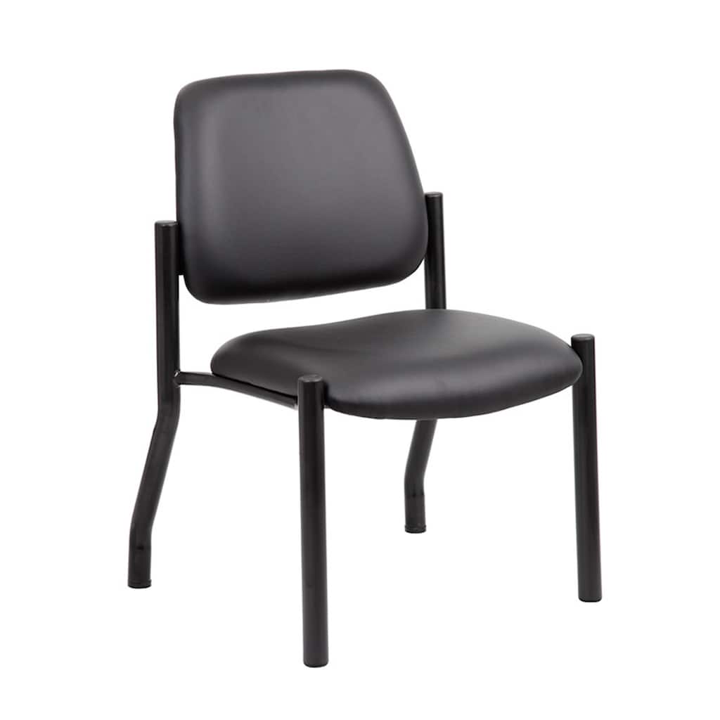 Lea Reception Guest Chair, Antimicrobial Vinyl Seat and Back, Black