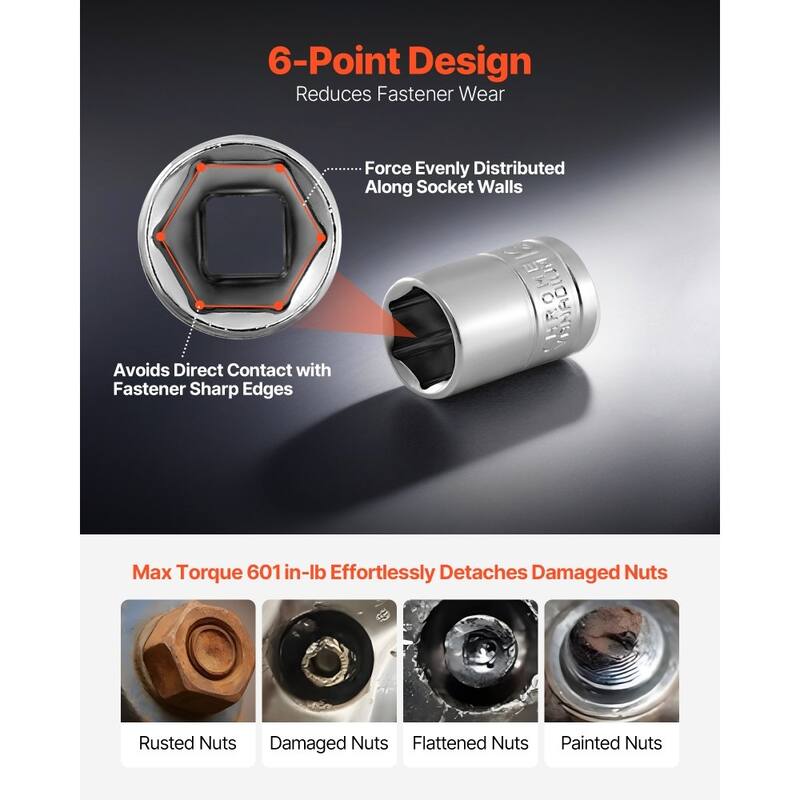 Black CR-V Alloy Steel 27-Piece Socket and Ratchet Set with Chrome Finish - 8.46 x 1.97 x 5.35