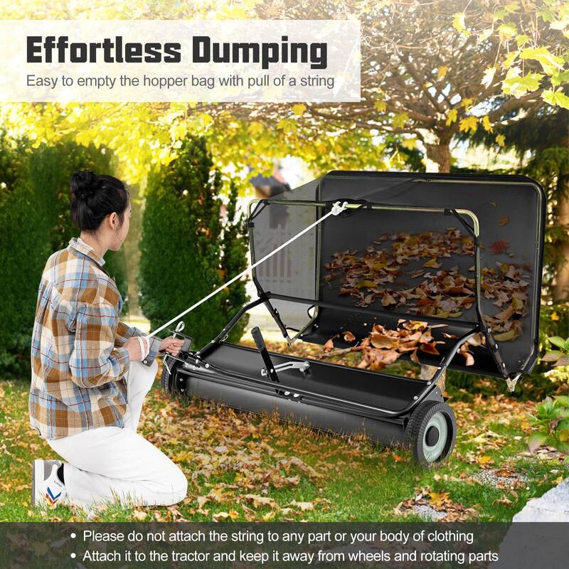 Costway 42" Tow-Behind Lawn Sweeper with 26 Cu.FT Large-Capacity - See Details