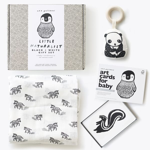 slide 2 of 5, Wee Gallery Newborn Gift Set - Black and White