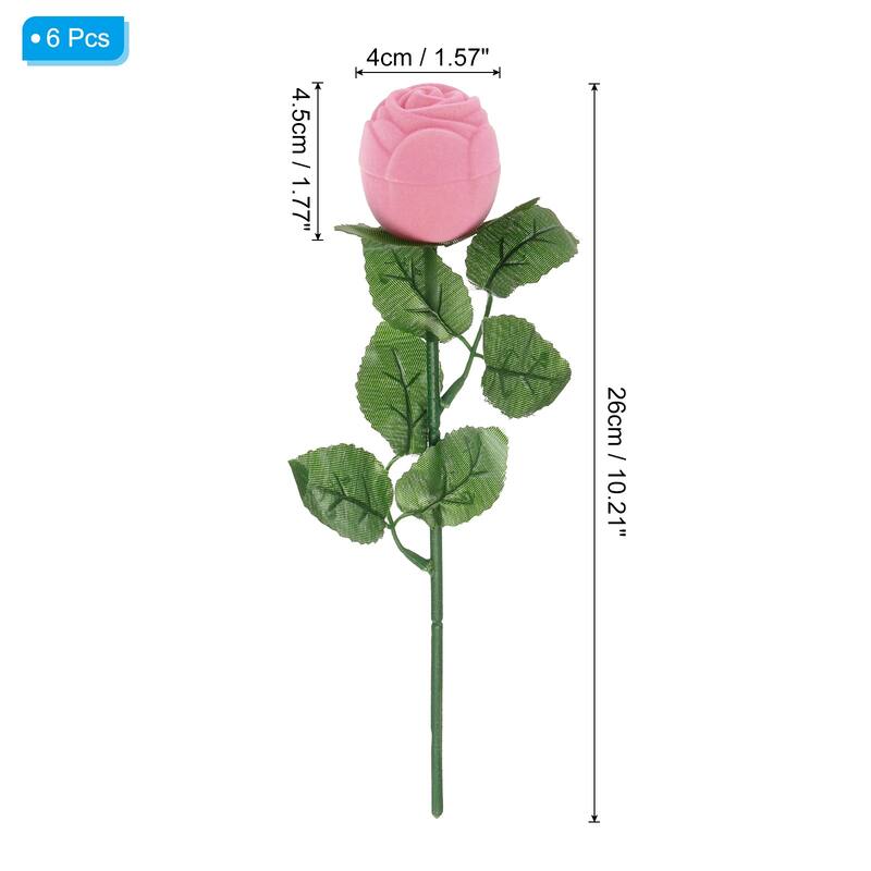 Rose Ring Box Rose Romantic Engagement Ring Box Jewellery Storage - Pink - 6 pcs