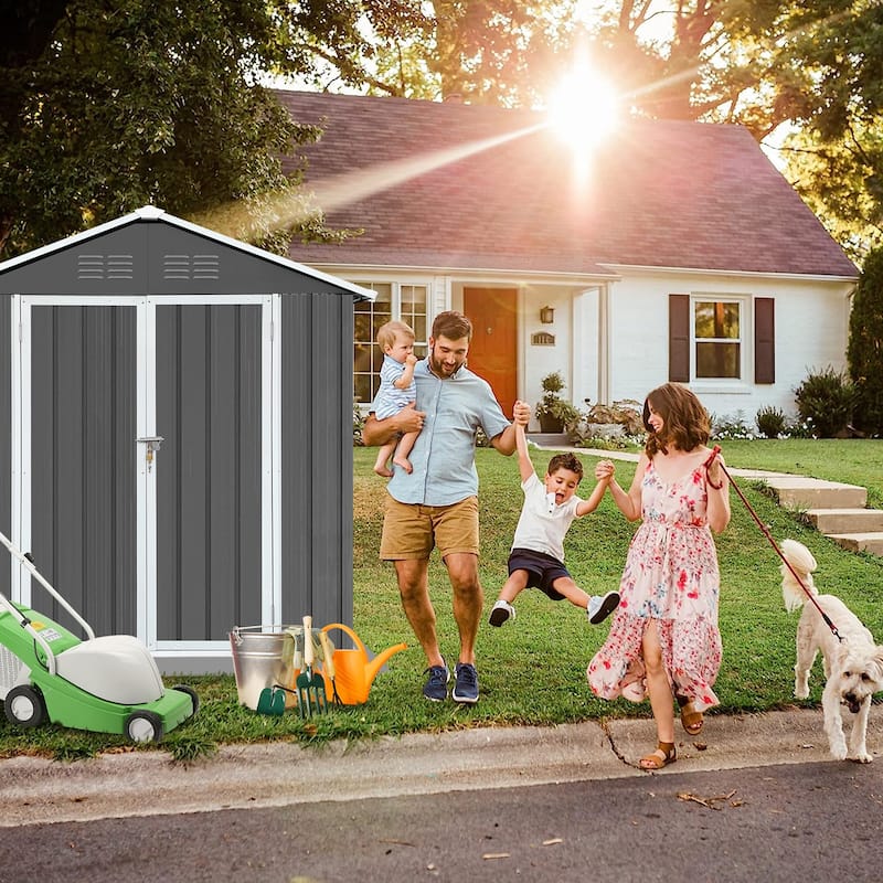 6 ft. W x 4 ft. D Electro-Galvanized Outdoor Metal Storage Shed