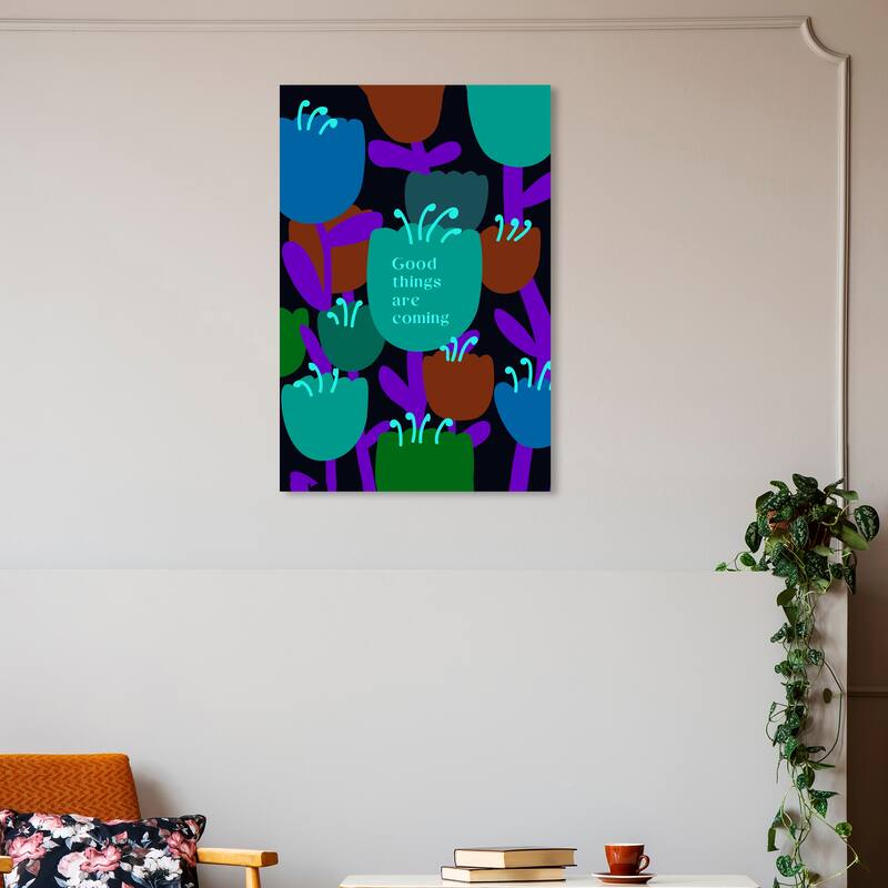 Wynwood Studio Canvas Floral and Botanical On it way Pink and Light Red Modern & Contemporary Wall Art Canvas Print - 30 x 20