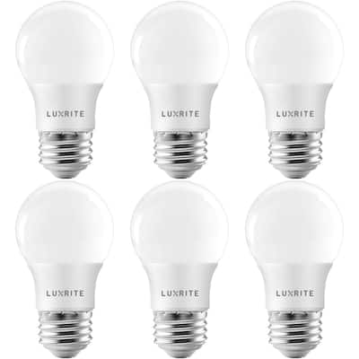 Luxrite A15 LED Bulb 40W Equivalent, 7W, 600 Lumens, Enclosed Fixture Rated, Dimmable, E26 Base, UL Listed (6 Pack)