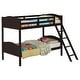 preview thumbnail 4 of 5, Twin over Twin Bunk Bed with Camelback Headboard & Guardrails, Espresso